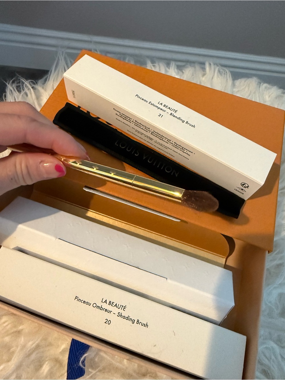Louis Vuitton Gold Handle Shading Brush with Brown Bristles